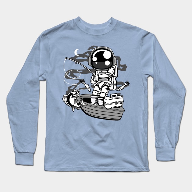 astronaut fisherman Long Sleeve T-Shirt by Mako Design 